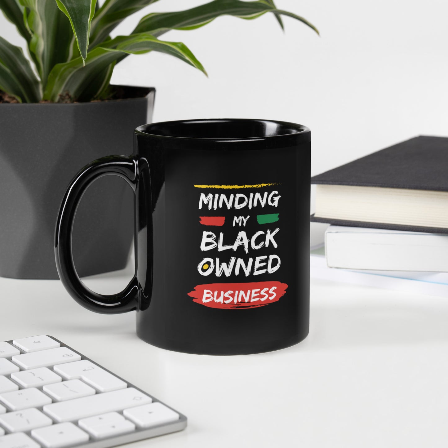"Minding My Black Owned Business" Black Glossy Mug