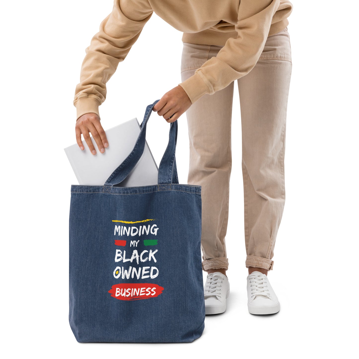 "Minding My Black Owned Business" Denim Tote Bag