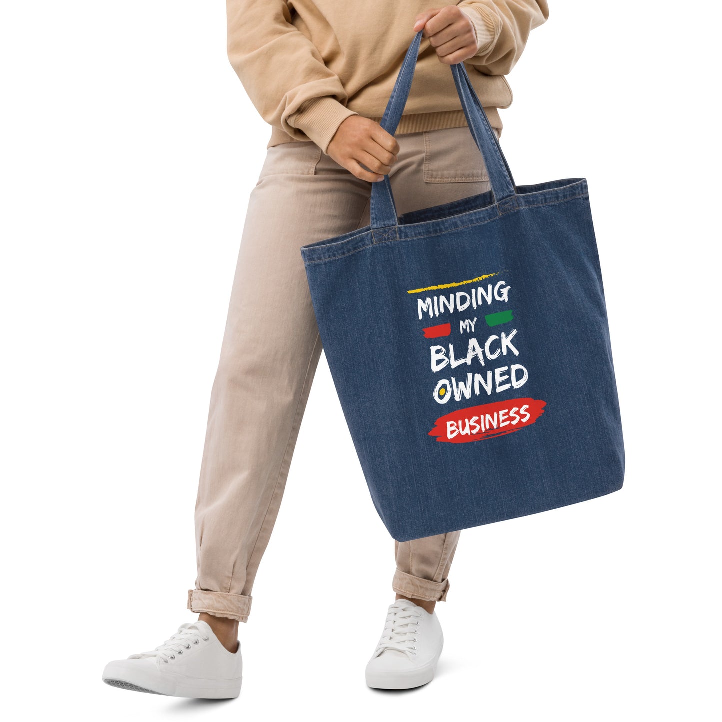 "Minding My Black Owned Business" Denim Tote Bag